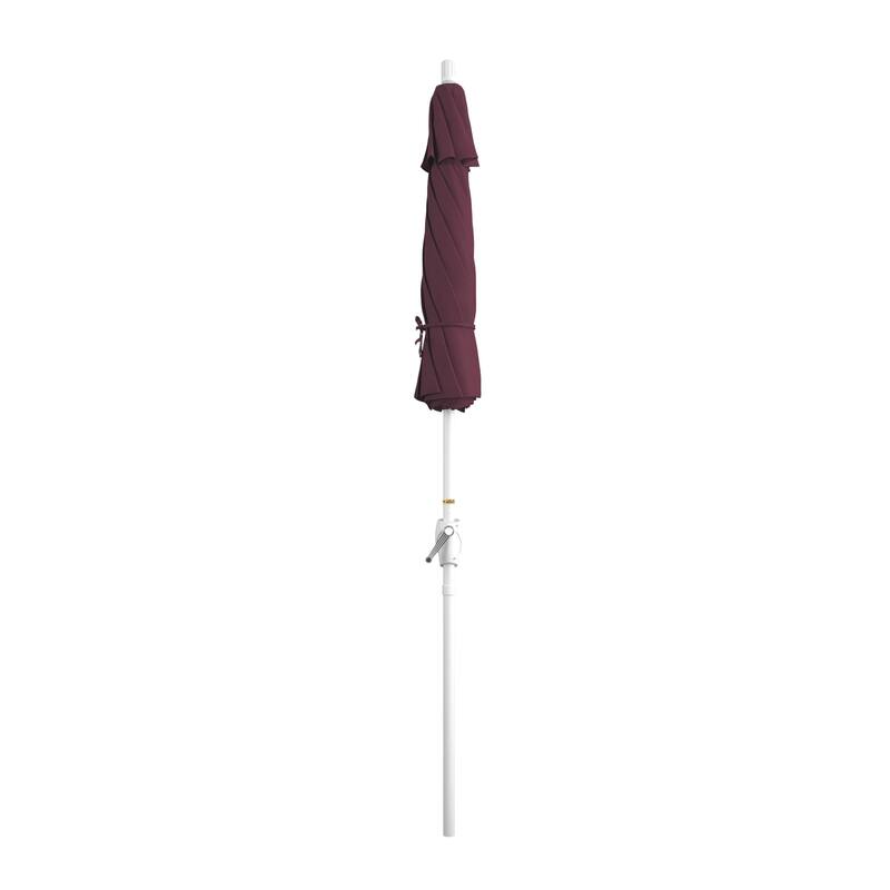 California Umbrella 7.5' Round Crank Lift Push Button Tilt White Aluminum Patio Umbrella with Pacifica Pacific Blue Fabric