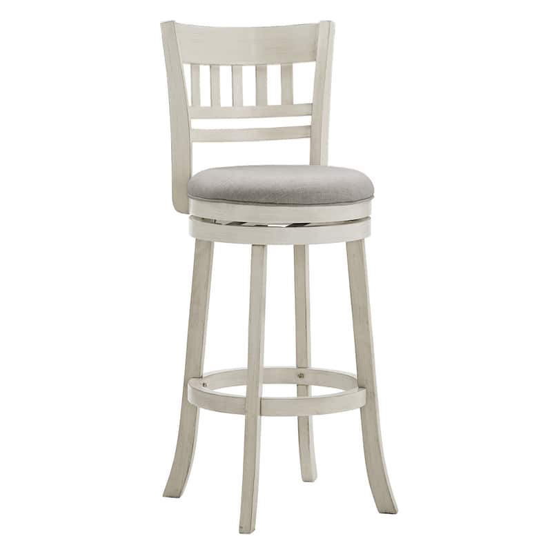 Verona Swivel 29-inch High Back Bar Stool by iNSPIRE Q Classic - Antique White Finish-Grey Linen-Lattice