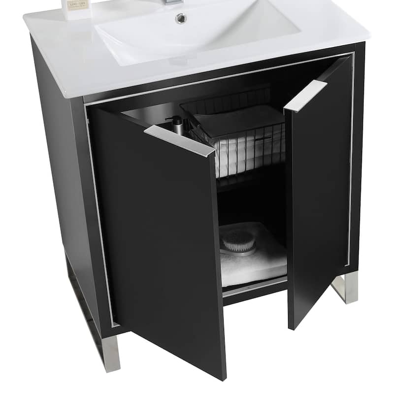 Fine Fixtures Opulence Collection Bathroom Vanity with White Ceramic Sink