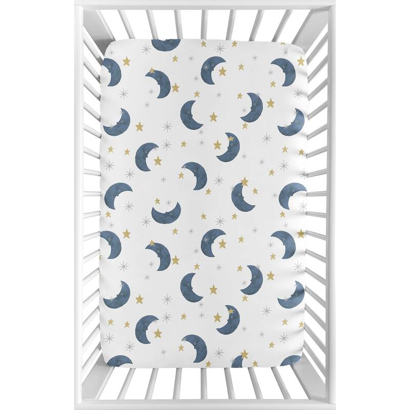 Moon and Star Baby Boy or Girl Fitted Mini Portable Crib Sheet For