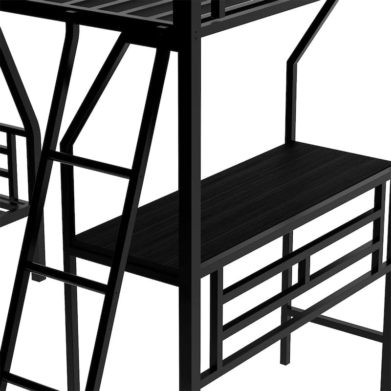 Merax L-shaped Twin over Full Bunk Bed with Twin Loft Bed and Desk