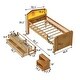 preview thumbnail 4 of 12, Wooden Twin Loft Bed with House Shape Headboard, Kids Loft Bed with Storage Drawers