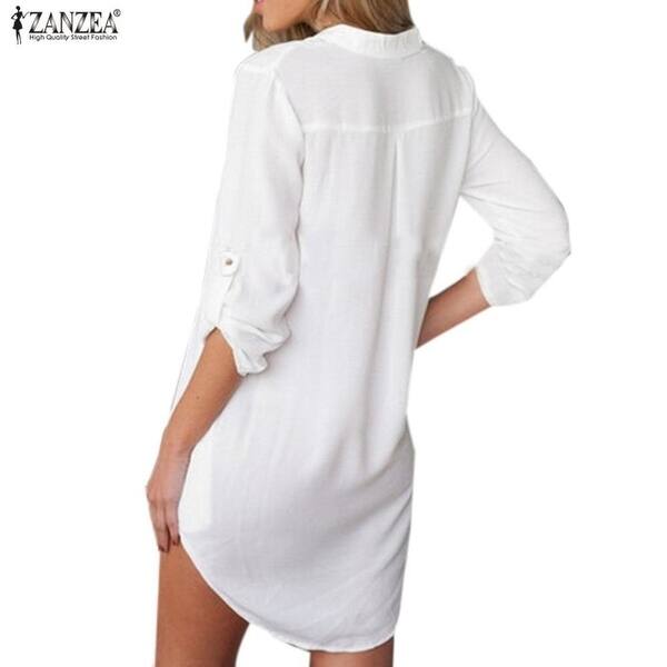 Shop Zanzea Plus Size Women Hot Shirt Dress Chiffon Vestidos 2018