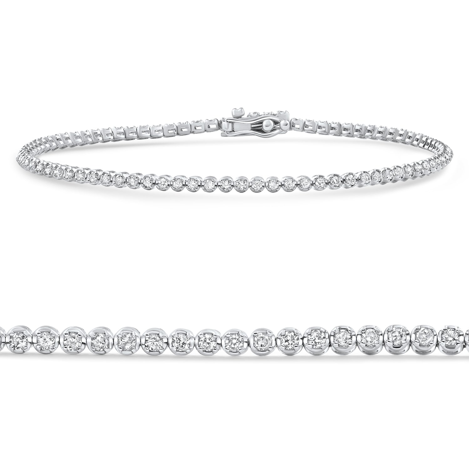 Bliss Diamond White Gold 1Ct TW Natural Diamond Tennis Line Bracelet 7"