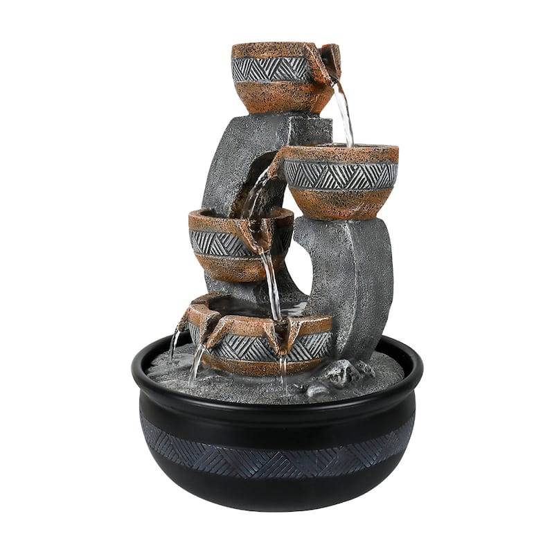 Tabletop Water Fountain Indoor Fountain for Home Office Decor w/Lights