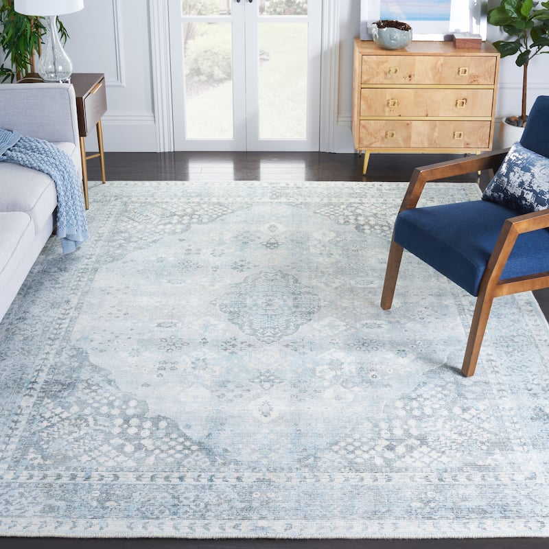 SAFAVIEH Handmade Restoration Vintage Zaria Wool & Viscose Rug - 9' x 12' - Grey/Light Blue