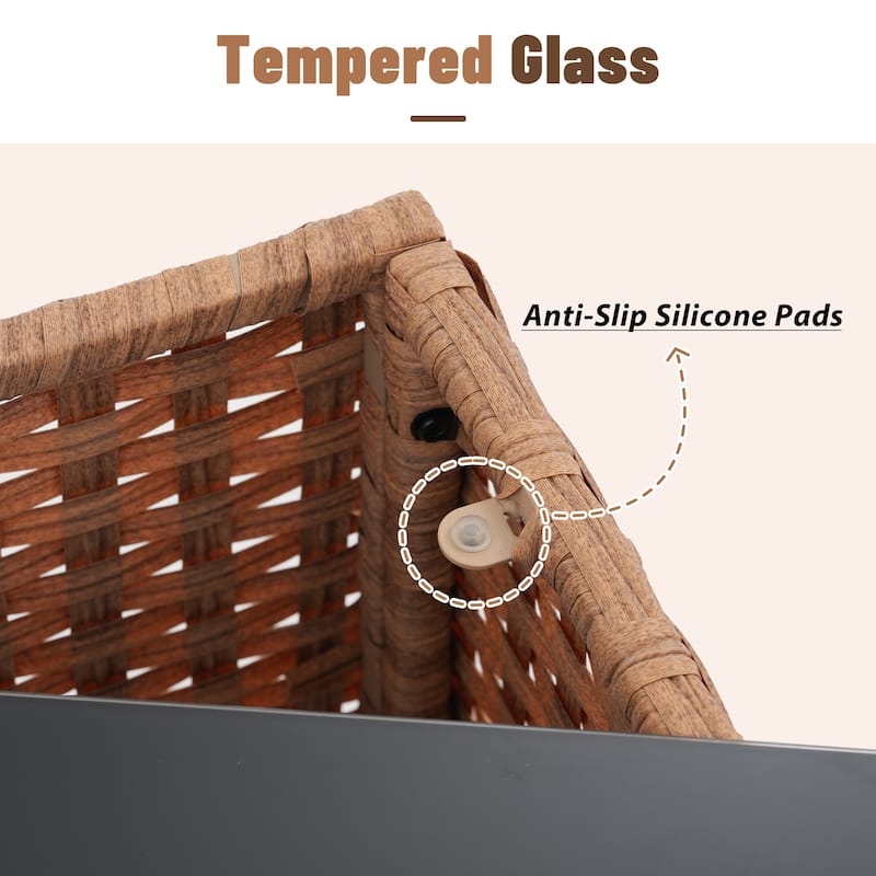 Outdoor Conversation Set L-Shaped Sectional Sofa 6-Piece with Cushions and Coffee Table PE Wicker Rattan Weather-Resistant