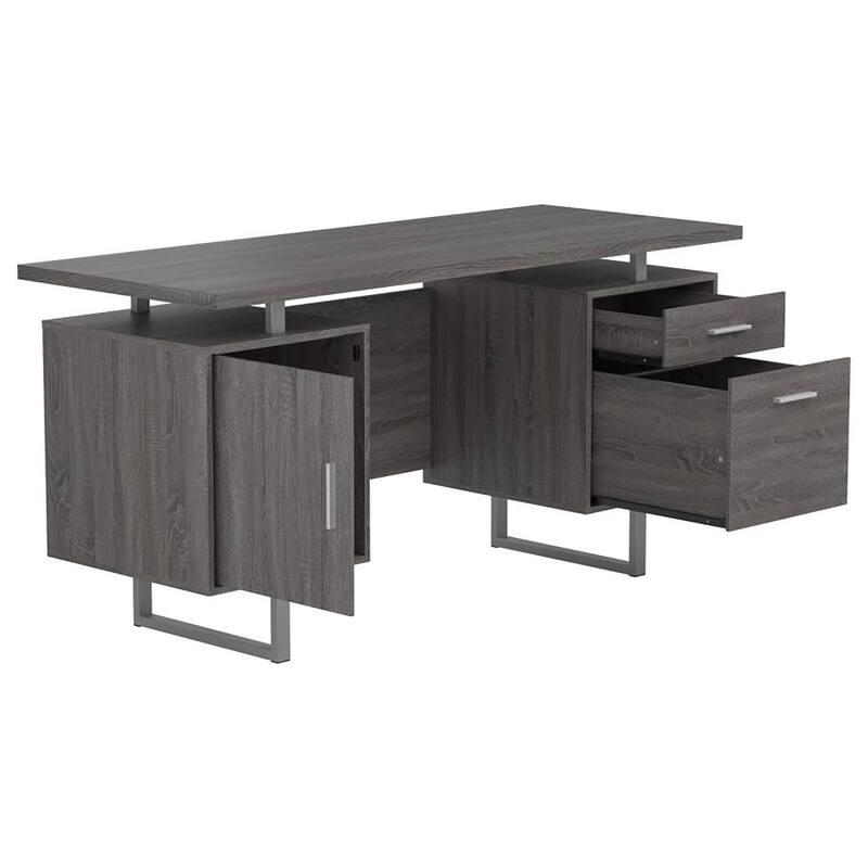 GDFStudio - Marcus Floating Top Modern Office Desk with Storage and Sleek Contemporary Style