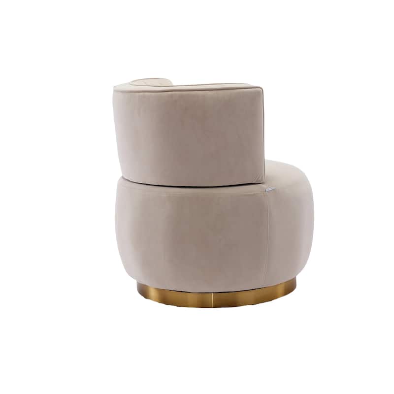 Beige Modern 25.2" Upholstered 360° Swivel Barrel Chair with Wide Upholstered and Sturdy Hardwood Frame