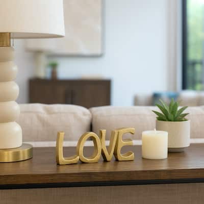 Decorative LOVE Sculpture for Home Decor - 8", Gold - 8" x 1.25" x 3.25"
