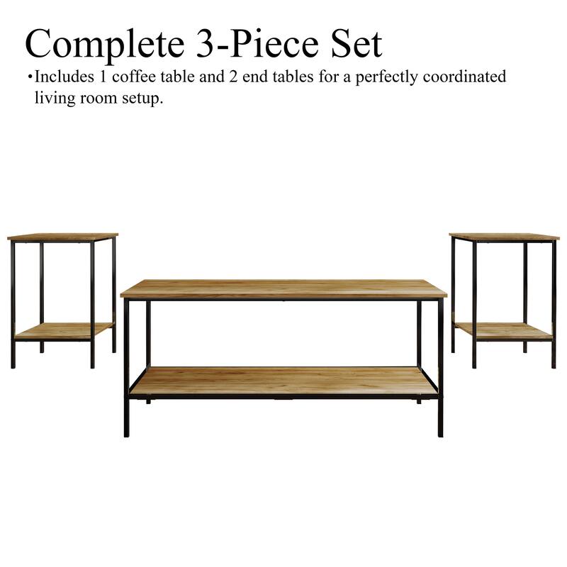 CraftPorch Simple 3- Pieces Coffee Table Set