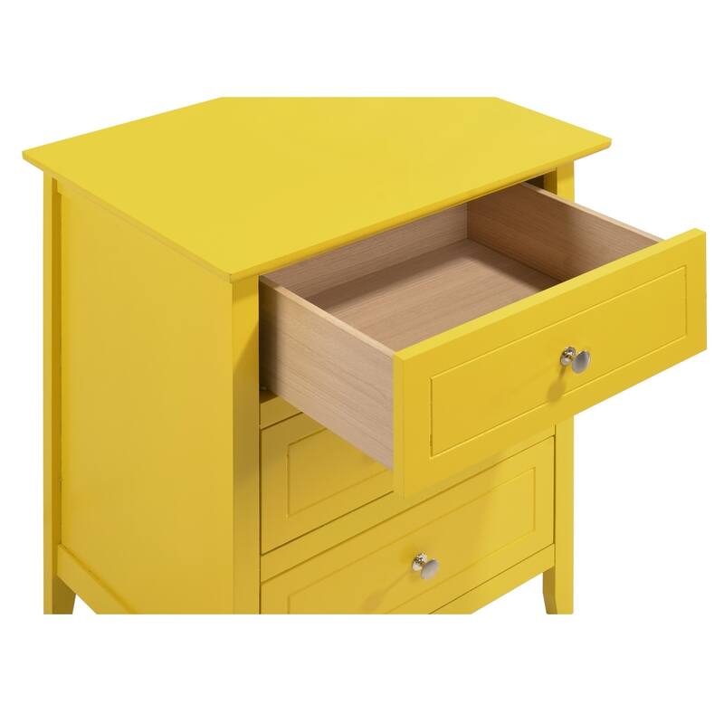 3-Drawer Wood Nightstand - 25" - Yellow