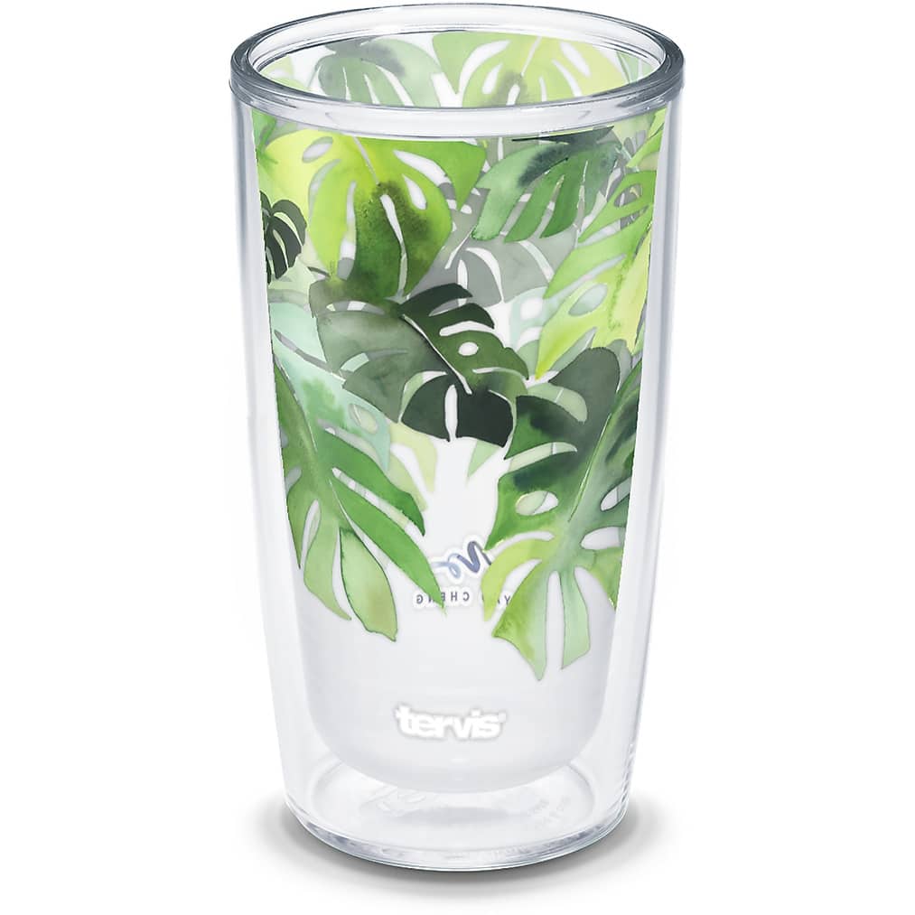 Tervis Yao Cheng Green Crystal Made in USA Double Walled Insulated Travel Tumbler, Philodendron