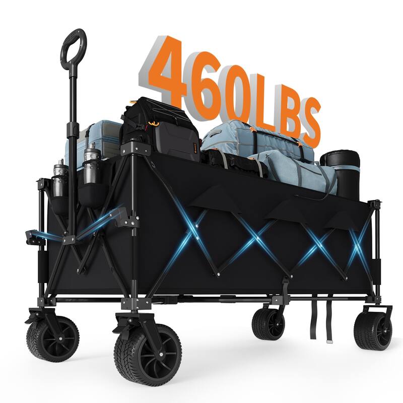 Foldable Heavy Duty Utility Wagon with All Terrain Wheels
