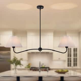 2-Light Linear Pleated Fabric Pendant Light