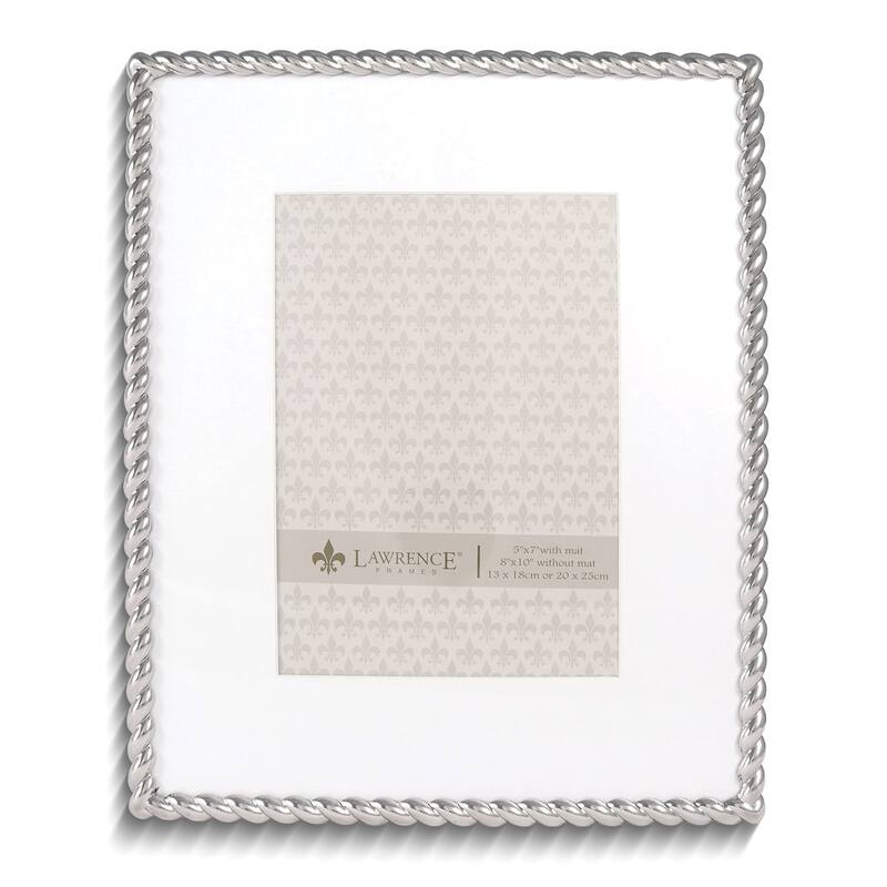 Curata Silver-Tone Rope 8x10 Metal Frame Matted For 5x7 Photo
