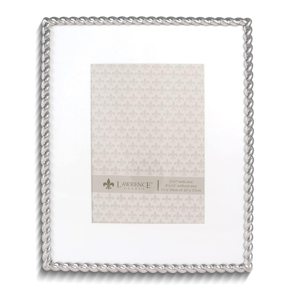 Curata Silver-Tone Rope 8x10 Metal Frame Matted For 5x7 Photo