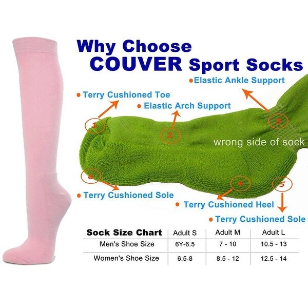 Light Pink Couver Knee High Unisex Sports Athletic Baseball Softball Socks(3 Pairs)