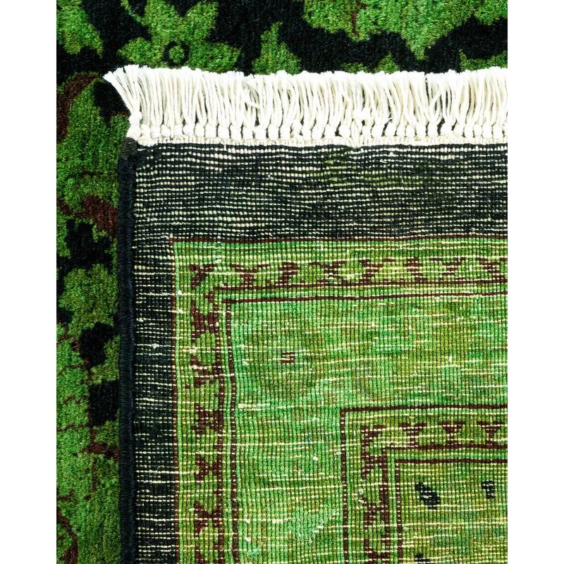Overton Hand Knotted Wool Vintage Inspired Modern Contemporary Overdyed Green Area Rug - 8' 4" x 10' 0"