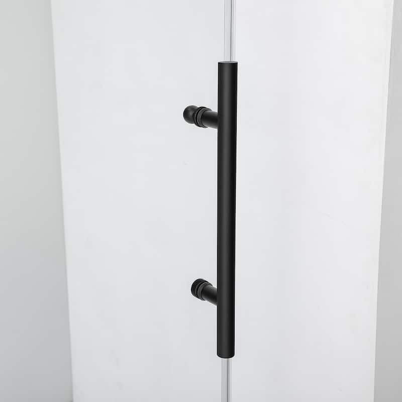 Villena 68" W x 78" H Single Sliding Shower Door,Matt Black - 68 inches