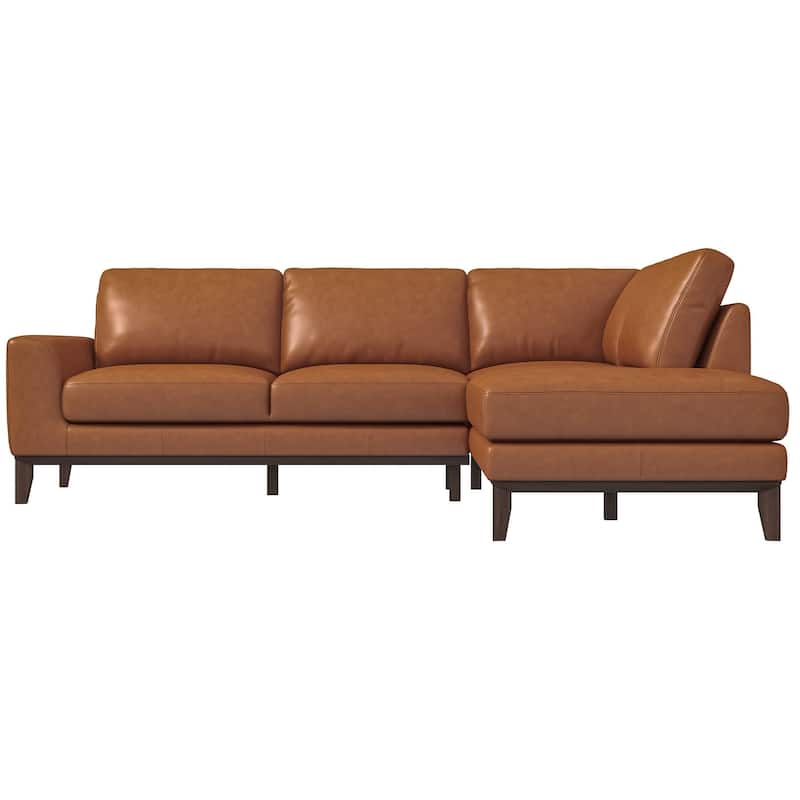 GDFStudio - Chase Genuine Leather 3-Seater 90.9" Right-Facing Sectional Sofa