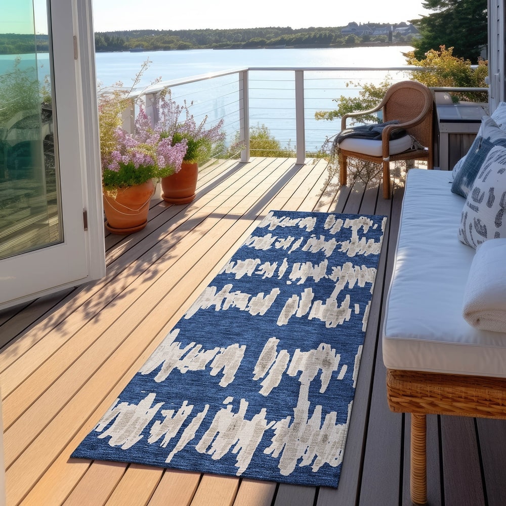 Machine Washable Indoor/ Outdoor Chantille Abstract Contemporary Rug