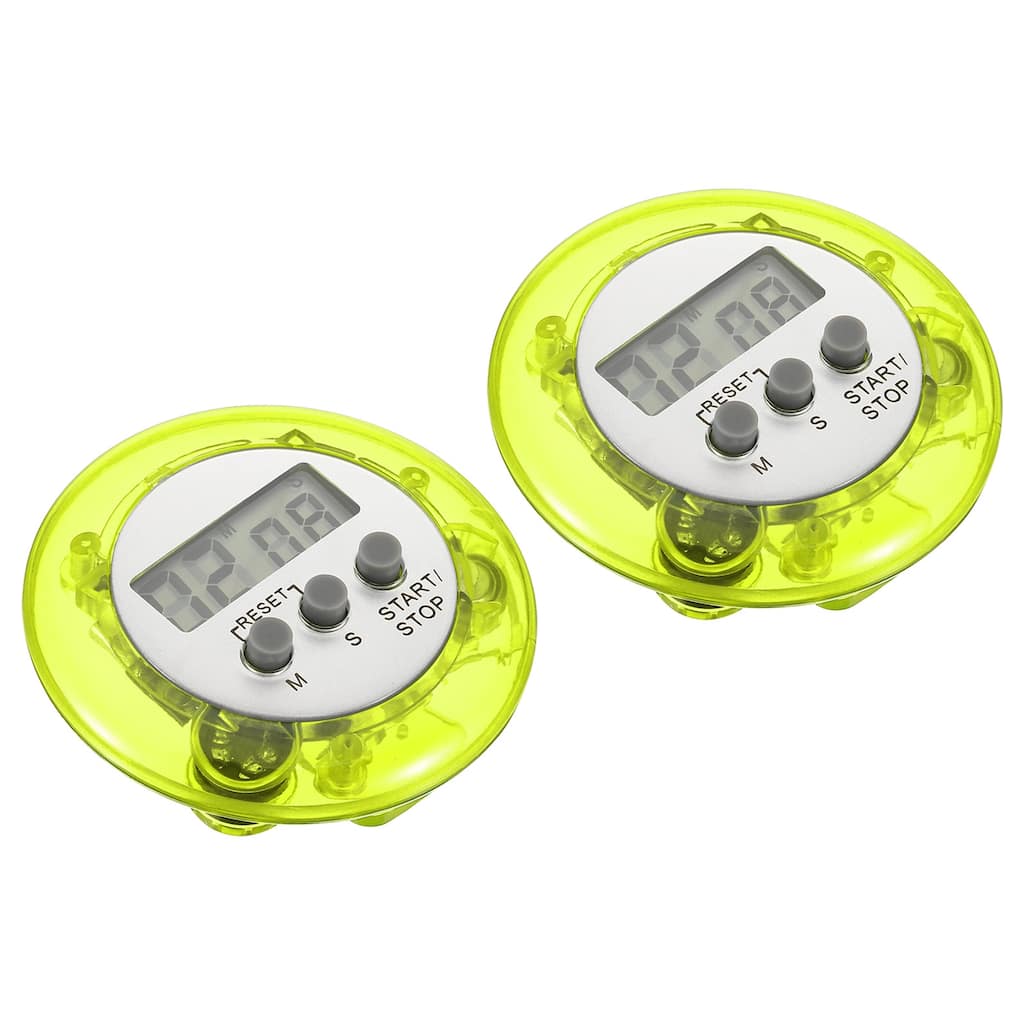 Round Digital Timer, 2pcs Count Down UP Clock with Magnetic, LCD Display Green