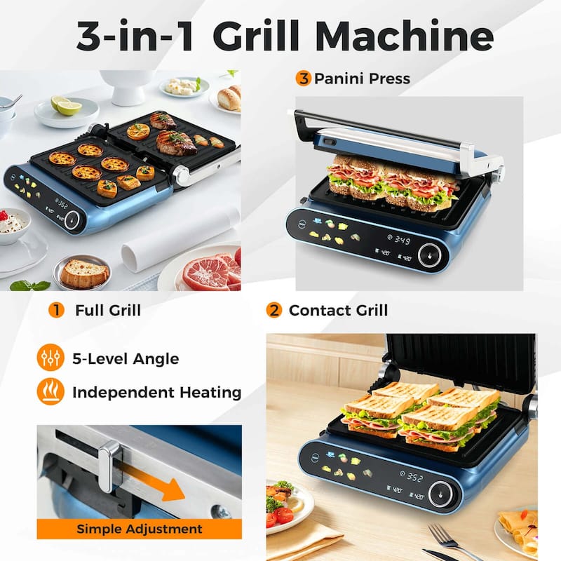 Costway 1200W Indoor Panini Electric Contact Grill with 2 Non-Stick - See Details