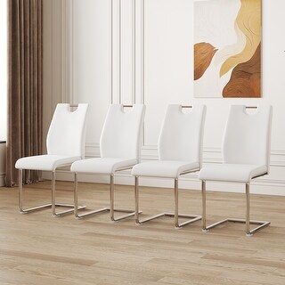 Modern Faux Leather Dining Chairs Set of 4 Metal Legs - Bed Bath ...