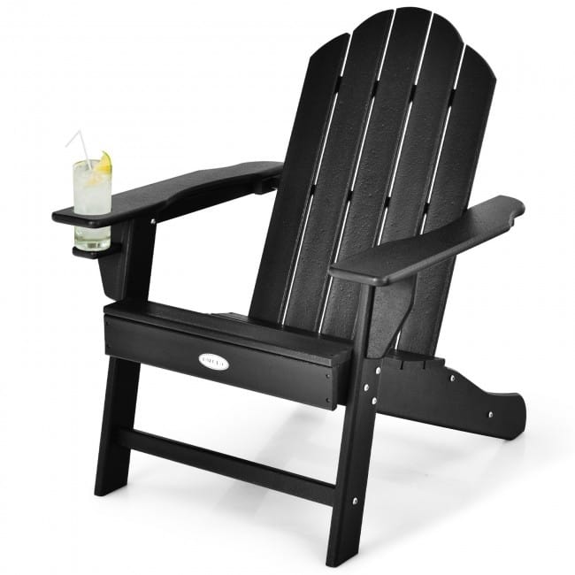 Outdoor Adirondack Chair with Built-in Cup Holder for Backyard Porch - 34" x 31" x 37" (L x W x H)