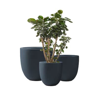 Kante 20", 16.5", 13.3"W Weathered Finish Round Concrete Planters (Set of 3), Outdoor/Indoor Decorative Pots w/ Drainage Hole