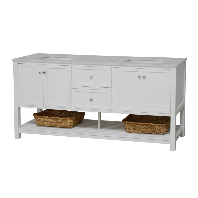 KitchenBathCollection Lakeshore 72" Double Bathroom Vanity with Engineered Carrara Top