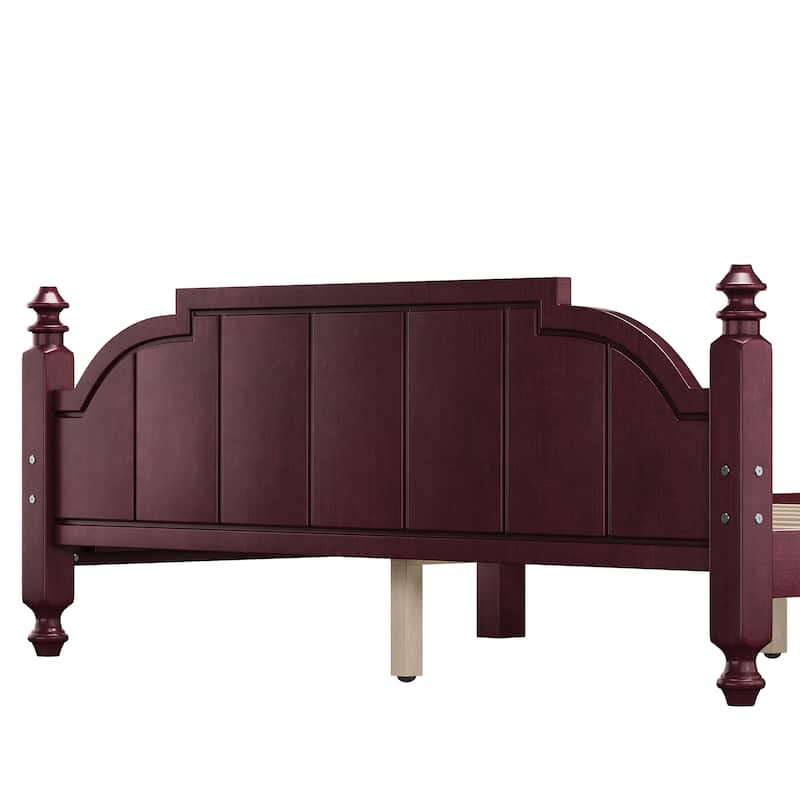 Bed Frame Queen Size with Headboard, Vintage Queen Bed Frame with Slats Support, Wooden Platform Queen Bed