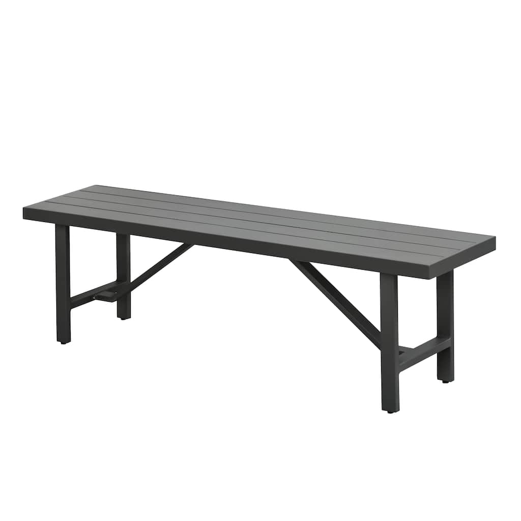 Navarro Outdoor Aluminum Dining Bench, Mocha