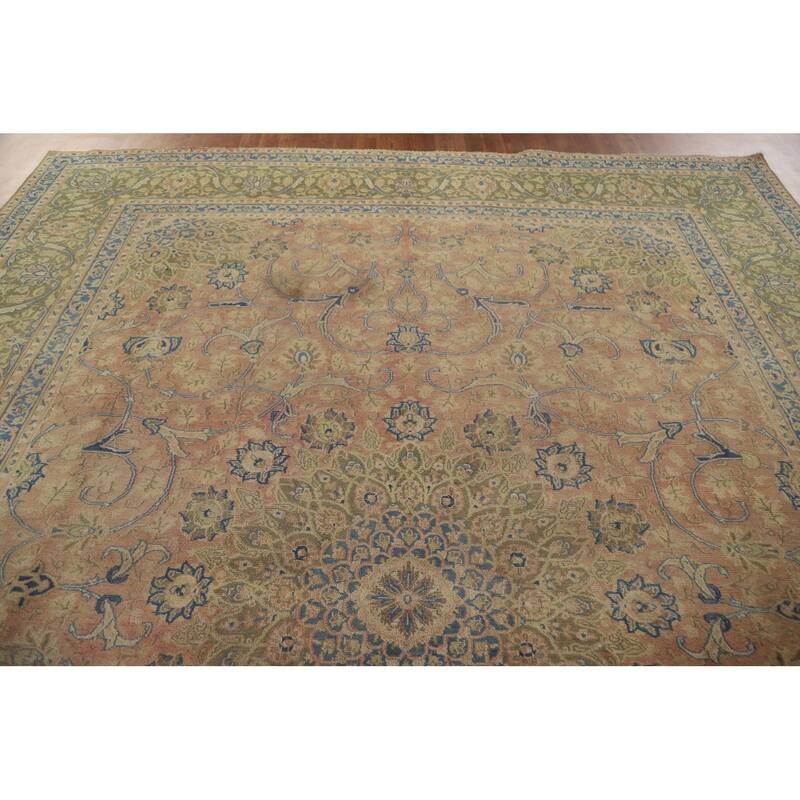 Hand Knotted Oriental 100% Wool Carpet Traditional Floral Pink Kashmar Area Rug - 12' 6'' X 9' 9''