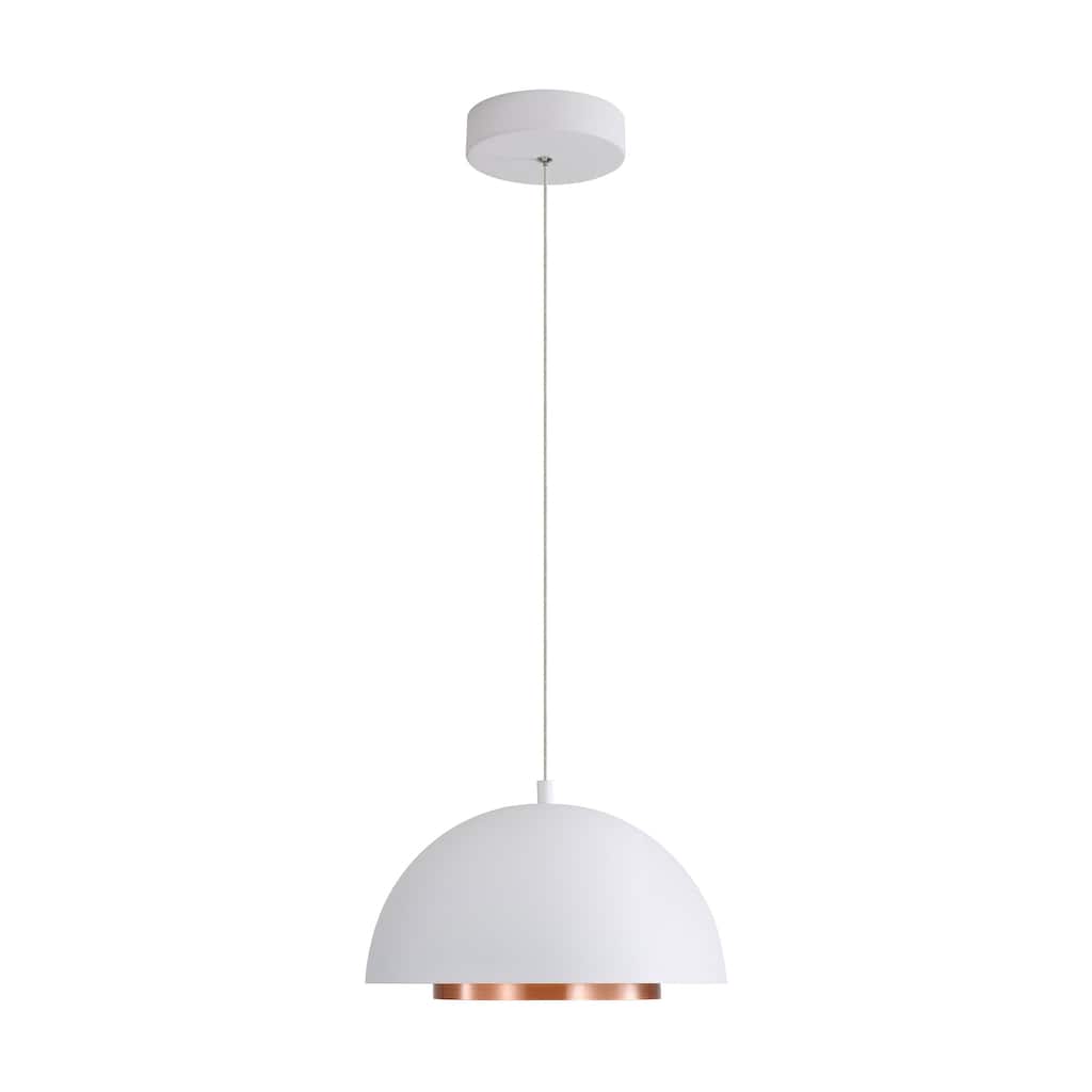 Solsken 7" LED Pendant in Sand White with Aged Copper
