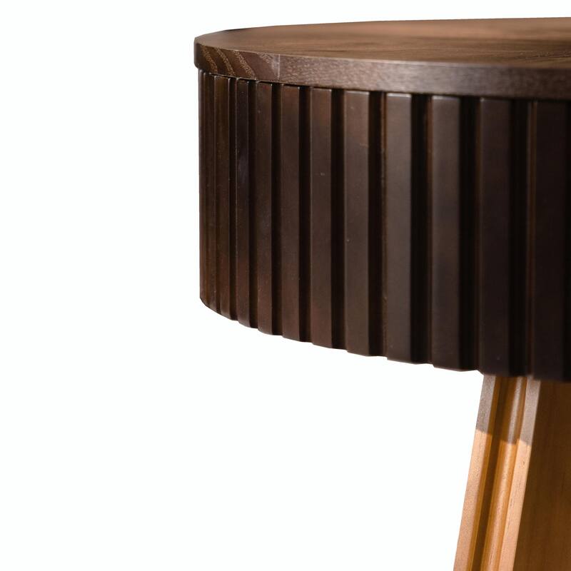 Retro Round Coffee Table with Storage