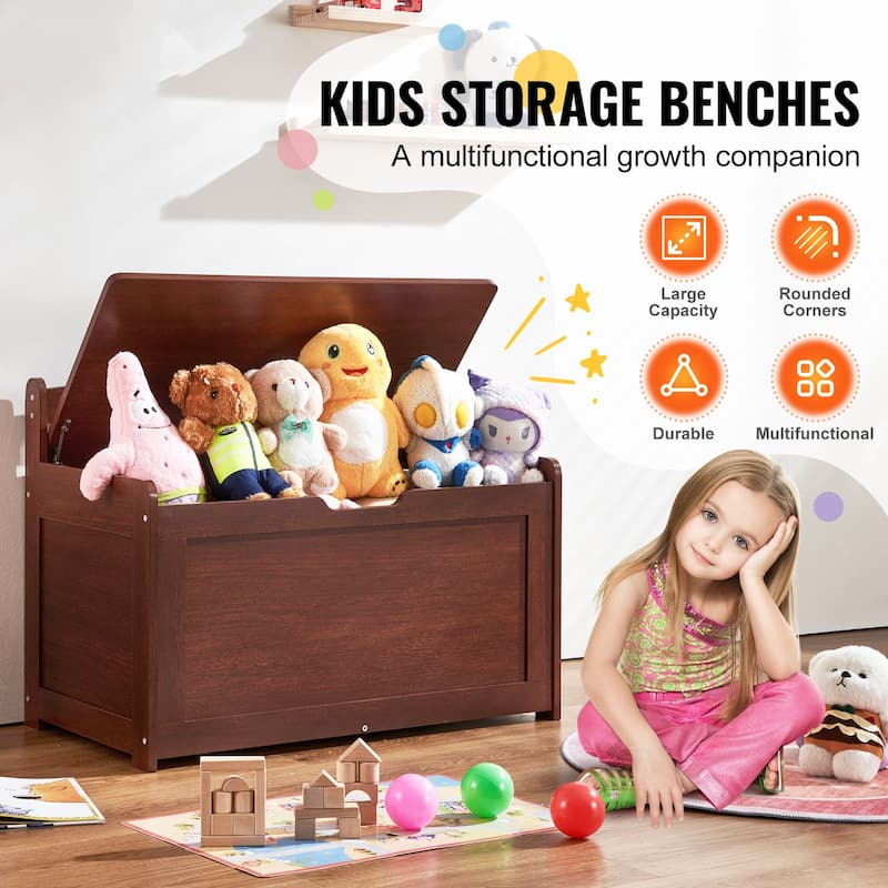 Multifunctional Storage Wooden Toy Storage Box with Flip-Top Lid and Safety Hinge Perfect for Any Room