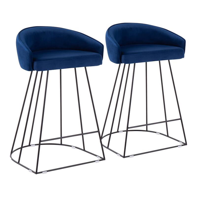 Silver Orchid Haid Velvet Upholstered Counter Stool (Set of 2)