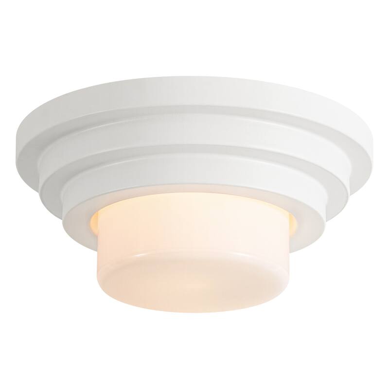 11.8" W Modern Minimalist White Cake-Shaped Tiered Milk Glass Shade Wall & Ceiling Light for Bedroom, Hallways