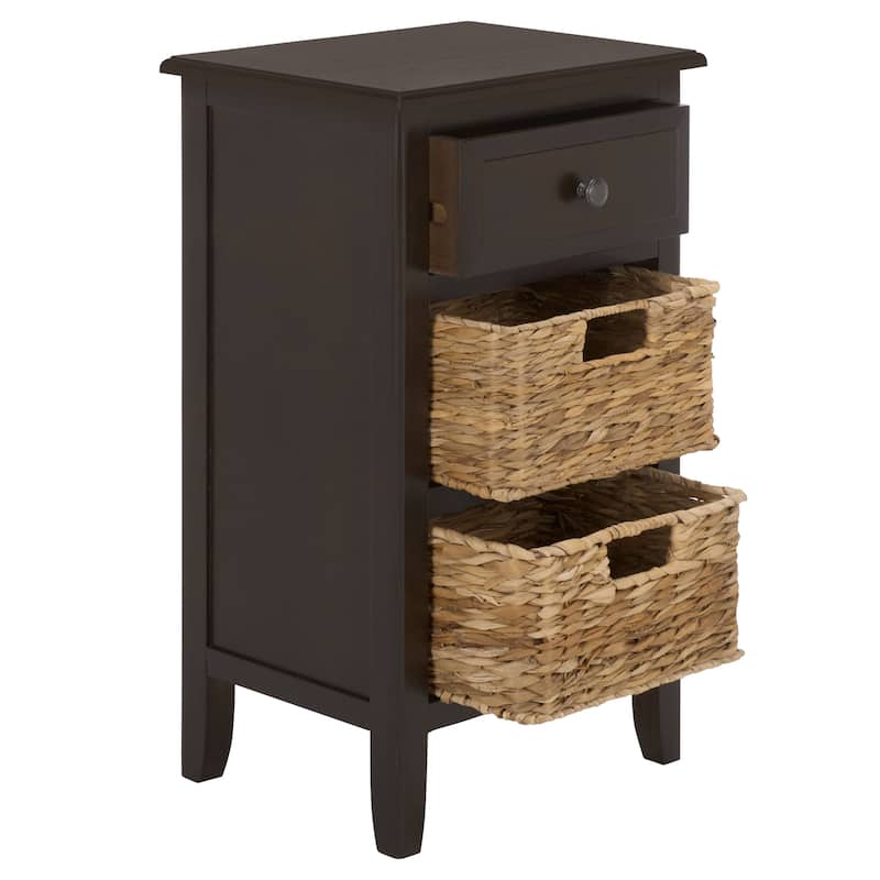 SAFAVIEH Helma Distressed Black Drawer Storage Side Table - 15" x 11.8" x 27.6" - 15"W x 12"D x 26"H