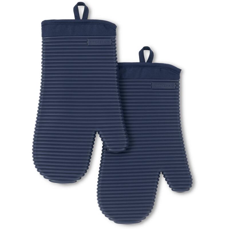 KitchenAid Ribbed Soft Silicone Oven Mitt 2-Pack Set, 7.5"x13"