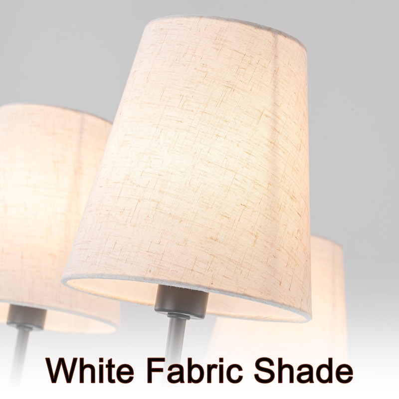 6-Light Metal Chandelier with White Linen Shades