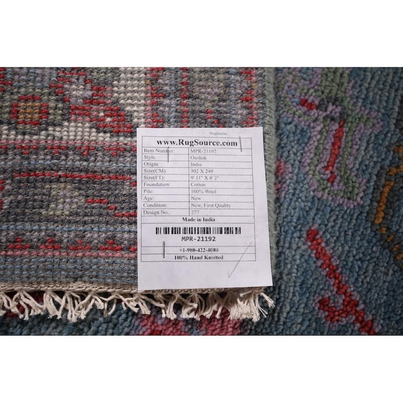 Light Blue Oushak Indian Area Rug Handmade Wool Carpet - 8'2"x 9'11"