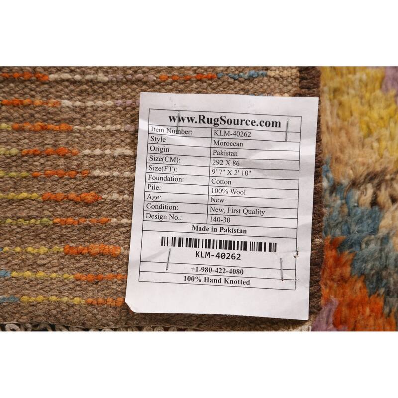 Chevron Style Moroccan Runner Rug Handmade Wool Carpet - 2'10" x 9'7"