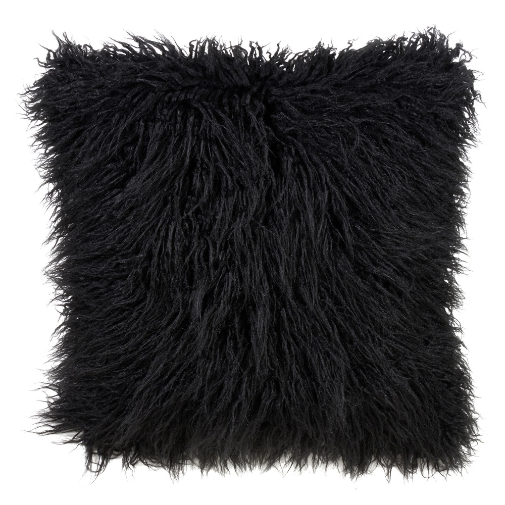 Black shaggy pillow discount