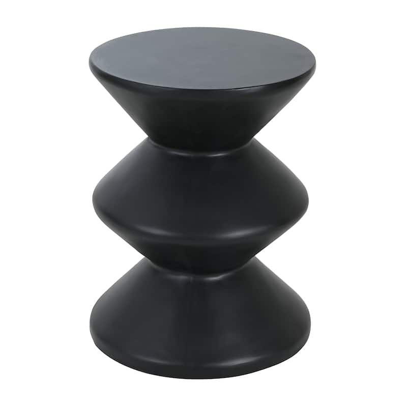 Christopher Knight Home - 13.75'' Modern 3-Layer Sculptural Wave MGO Concrete Accent Side Table, Matte Finish - Black