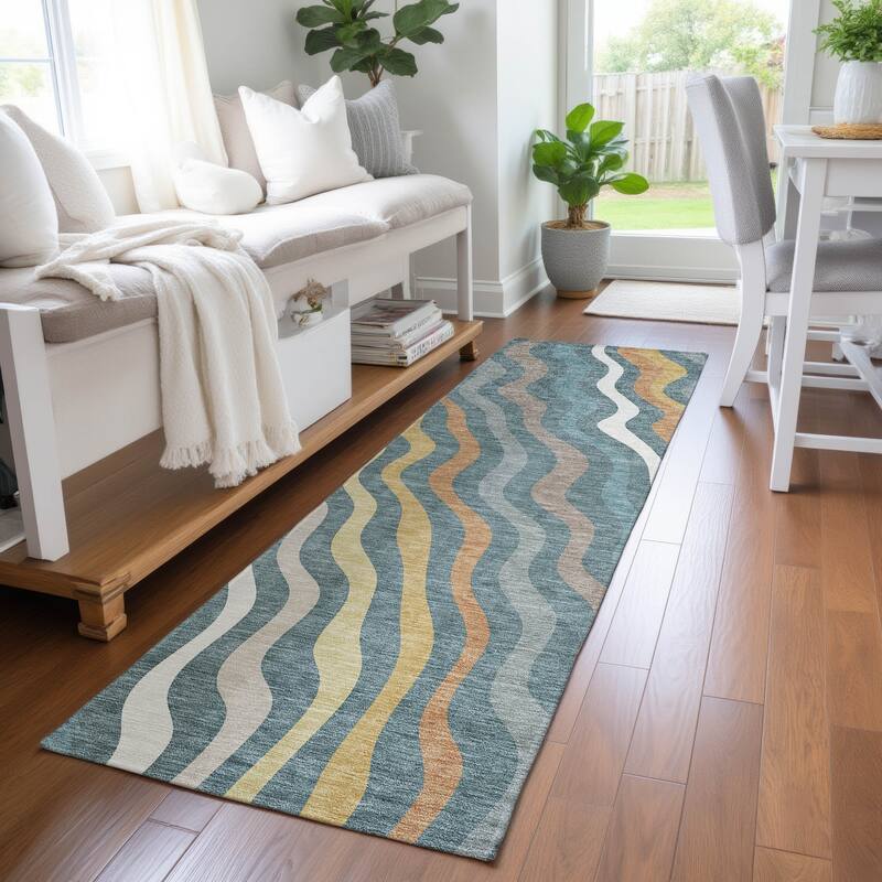 Machine Washable Indoor/ Outdoor Modern Eureka Chantille Rug