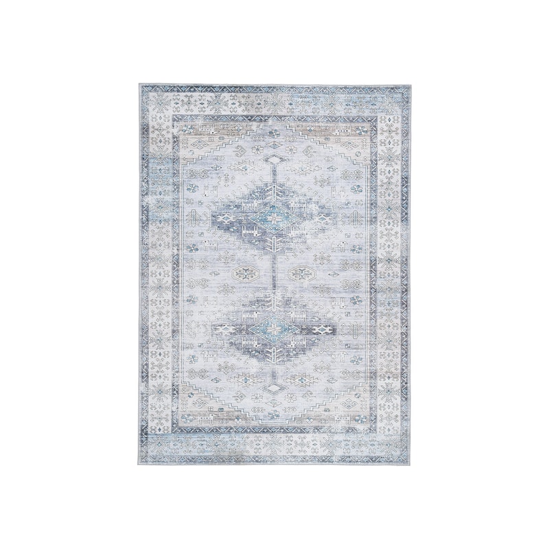 Signature Design by Ashley Hebruns Blue/White Machine Washable Rug