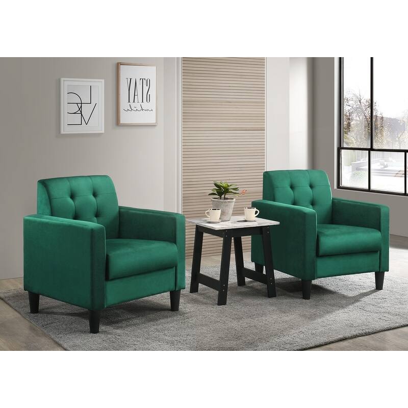 Hale Velvet Armchairs and End Table Living Room Set - Green